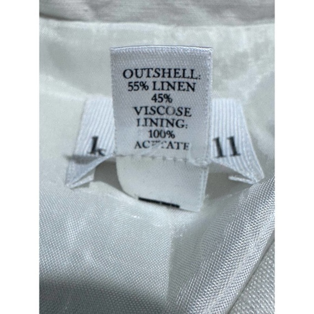 Kate Hill Womens Jacket Size‎ Medium Ivory 1/2 Sleeves Fully Lined Linen Blend - Picture 7 of 8